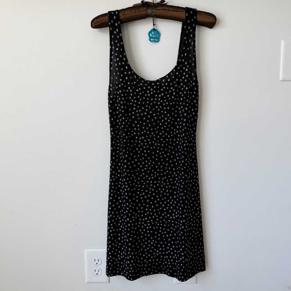 Black & white ditsy floral mini dress
